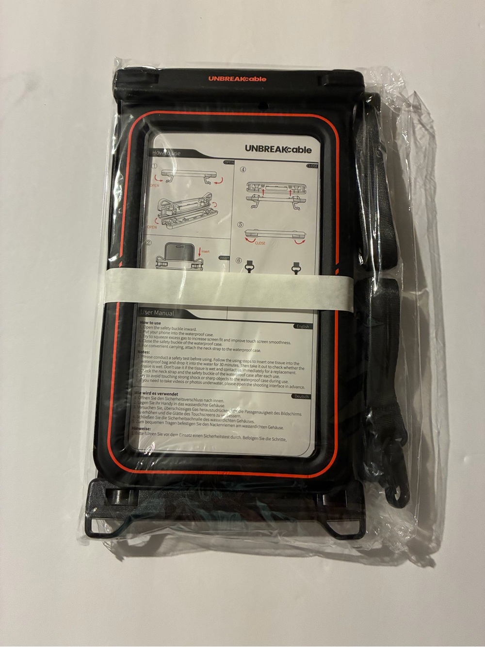 2 Pack Waterproof Phone Case - Black with Orange Trim